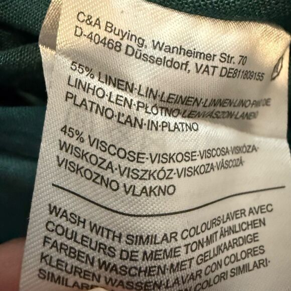 Yessica V-neck Tassel Tie Belt Cold Shoulder Linen Blend Jumpsuit Teal Large - Picture 5 of 5